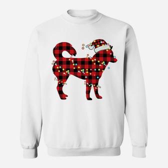 Siberian Husky Christmas Red Plaid Buffalo Pajamas Xmas Gift Sweatshirt | Crazezy