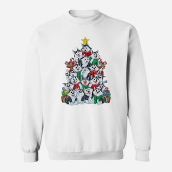 Siberian Husky Christmas Tree Lights Santa Xmas Gifts Dog Sweatshirt | Crazezy