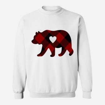 Sister Bear Christmas Buffalo Plaid Red White & Black Gift Sweatshirt | Crazezy AU