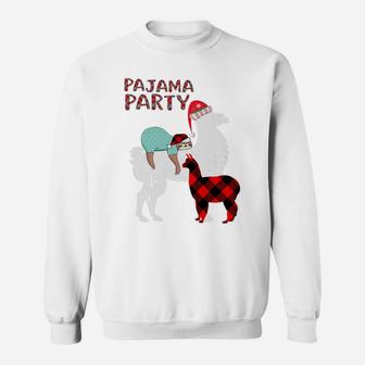 Sleepy Sloth Llama Matching Family Christmas Party Pajama Sweatshirt | Crazezy