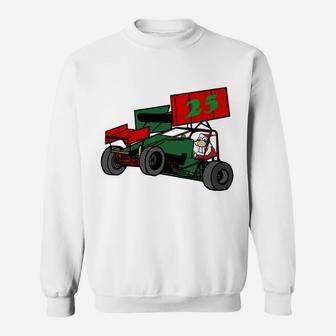 Sprint Car Dirt Track Racing Christmas Santa Claus Sweatshirt | Crazezy