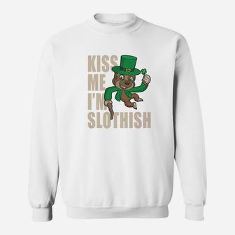 St Patricks Day Irish Leprechaun Sloth Kiss Me Sweatshirt - Thegiftio UK