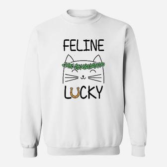 St Patricks Day Women Feline Lucky Irish St Pattys Sweatshirt - Thegiftio UK