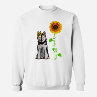 Sunflower Best Dog Mom Ever Funny Siberian Husky Dog Lovers Sweatshirt | Crazezy