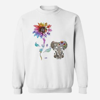 Sunflower Elephant Puzzle Pieces Sweatshirt | Crazezy