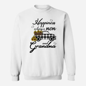 Sunflower Grandma Shirt Happiness Is Being A Mom And Grandma Sweatshirt Sweatshirt | Crazezy
