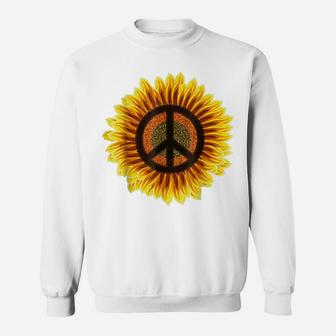 Sunflower Peace Sign 1960S 1970S Hippie Flower Retro Sweatshirt | Crazezy
