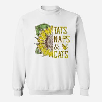 Sunflower Tats Naps Cats Sunflower Sweatshirt | Crazezy