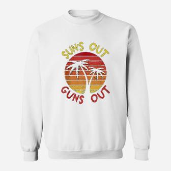 Suns Out Palm Beach Retro 80S Summer Vacation Muscle Sweatshirt | Crazezy