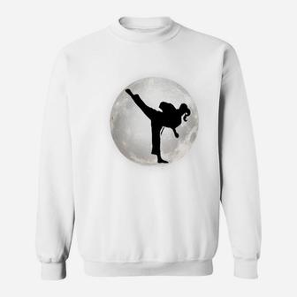 Taekwondo Girl In The Moon T-Shirt For Girls The Kick Sweatshirt Sweatshirt | Crazezy AU
