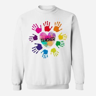 Teacher Hand-Print Flower Sweatshirt | Crazezy DE