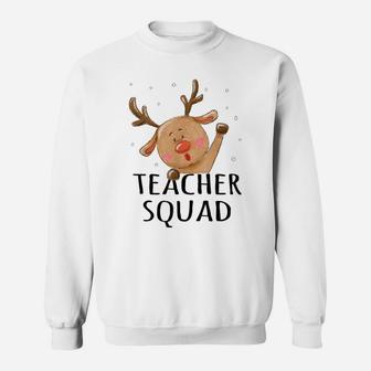 Teacher Squad Reindeer Funny Teacher Christmas Xmas Cute Sweatshirt | Crazezy AU