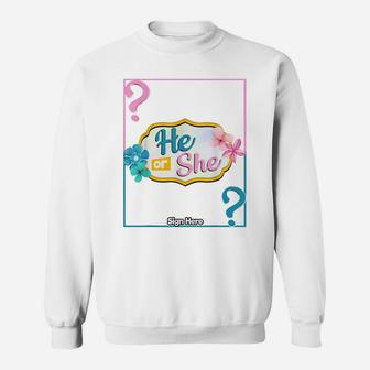 Team He Or She Pregnancy Baby Gender Reveal Outfit Signing Sweatshirt | Crazezy