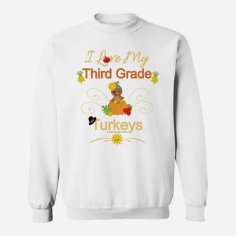Thanksgiving Third Grade Teacher Longsleeve Shirt-Turkeys Sweatshirt | Crazezy UK