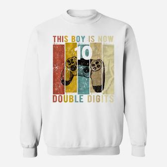 This Boy Is Now Double Digits 10 Year Old Boy 10Th Birthday Sweatshirt | Crazezy UK
