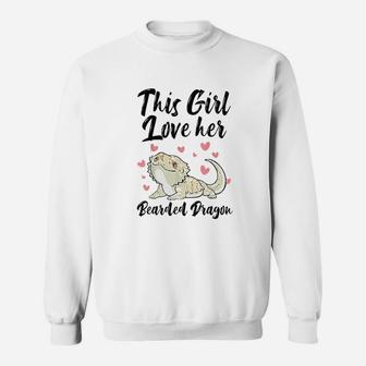 This Girl Loves Her Bearded Dragon Lizard Cute Animal Lover Sweatshirt | Crazezy