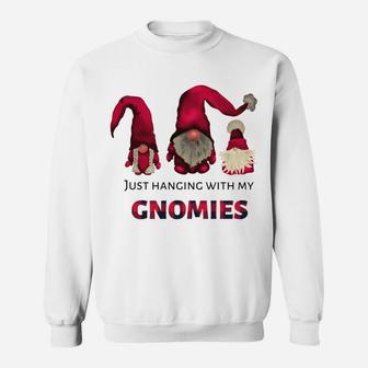 Three Gnomes - Just Hangin' With My Gnomies Buffalo Plaid Sweatshirt | Crazezy UK
