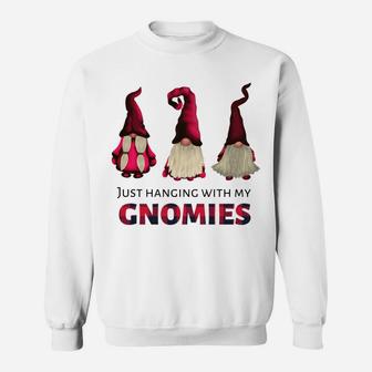Three Gnomes - Just Hanging With My Gnomies Buffalo Plaid Sweatshirt | Crazezy CA