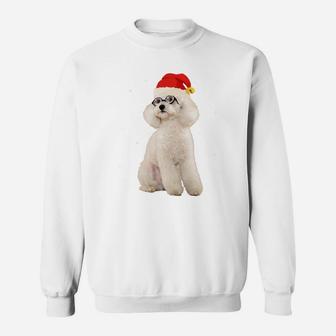 Toy Poodle In Christmas Santa Hat With Snow Falling Sweatshirt Sweatshirt | Crazezy DE