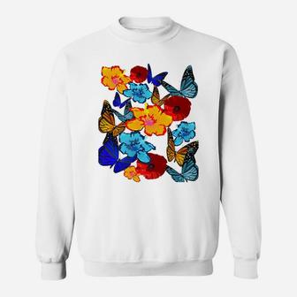 Tropical Hibiscus Butterfly Sweatshirt - Thegiftio