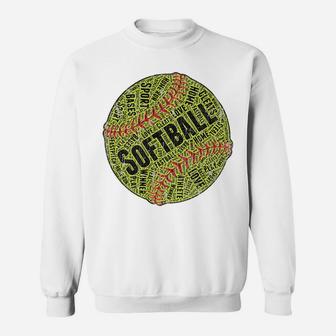 Typography Softball For Girls, Women And Teens Sweatshirt | Crazezy DE