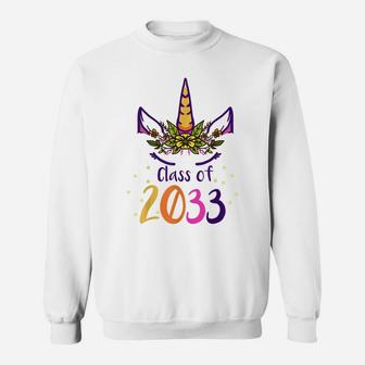 Unicorn Face Class Of 2033 First Day Kindergarten Girls Gift Sweatshirt | Crazezy UK