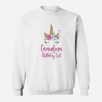 Unicorn Grandma Of The Birthday Girl Sweatshirt | Crazezy