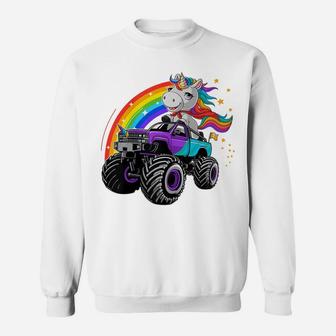 Unicorn Monster Truck Girl Kids Birthday Party Sweatshirt | Crazezy