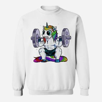 Unicorn Weightlifting Squatting Gym Workout Women Fitness Sweatshirt | Crazezy