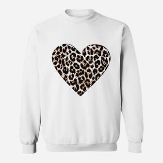 Valentine Day Casual Buffalo Leopard Print Love Heart Sweatshirt | Crazezy