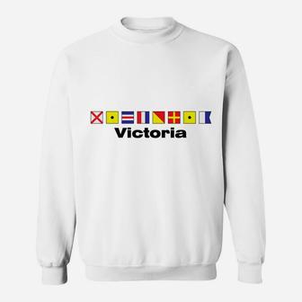 Victoria Girls Name Ship Flags Sailor T Shirt For Girls Sweatshirt | Crazezy