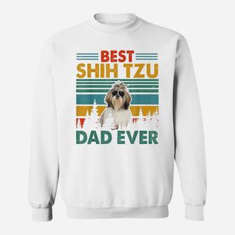 Vintag Retro Best Shih Tzu Dad Happy Father's Day Dog Lover Sweatshirt | Crazezy AU
