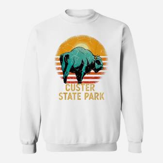 Vintage Bison Custer State Park Retro Sunset Gift Idea Sweatshirt | Crazezy