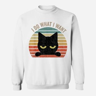 Vintage Black-Cat Lover, Retro Style Cats I Do What I Want Sweatshirt | Crazezy DE