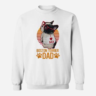 Vintage Boston Terrier Dad Wear Sunglasses Funny Dog Lover Sweatshirt | Crazezy CA