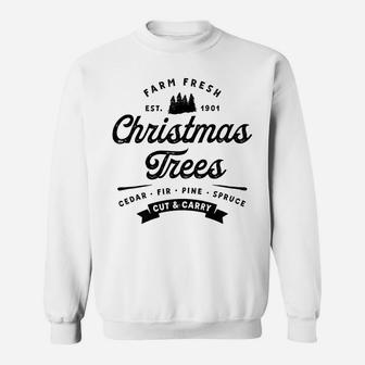 Vintage Festive Holiday Season Farm Fresh Christmas Trees Sweatshirt | Crazezy CA