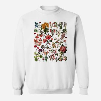 Vintage Inspired Flower Botanical Chart - Retro Florals Sweatshirt | Crazezy