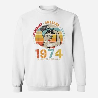 Vintage Legendary Awesome Epic Since 1974 Retro Birthday Sweatshirt | Crazezy