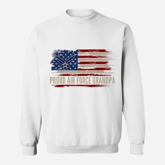 Vintage Proud Air Force Grandpa American Flag Veteran Gift Sweatshirt | Crazezy