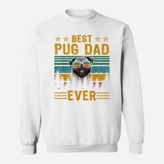 Vintage Retro Best Pug Dad Ever Dog Lover Father's Day Sweatshirt | Crazezy