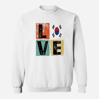 Vintage Retro I Love South Korea Flag For South Korean Pride Sweatshirt | Crazezy UK