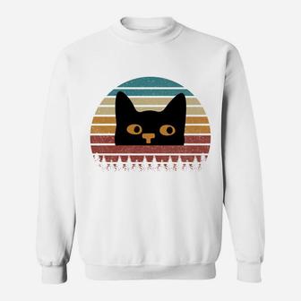 Vintage Sunset Cat Design Lover, Retro Black Style Cats Sweatshirt | Crazezy