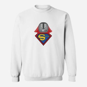 Weißes Superhelden-Sweatshirt für Herren mit Siebdruck-Design - Seseable