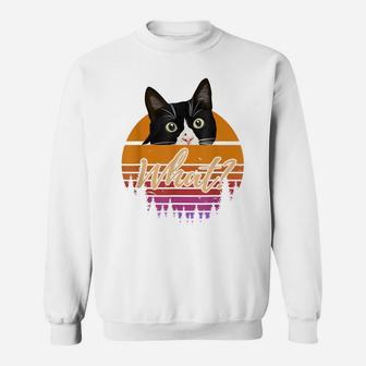 What Cat Vintage Black Cat Lover, Retro Style Cats Sweatshirt | Crazezy