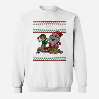 When I Think Of You I Touch My Elf Funny Ugly Christmas Sweatshirt Sweatshirt | Crazezy