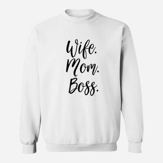 Wife Mom Boss Lady White Mommy Gift Sweatshirt - Thegiftio UK