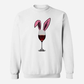 Wine And Bunny Ears Easter Drinking Sweatshirt - Thegiftio UK