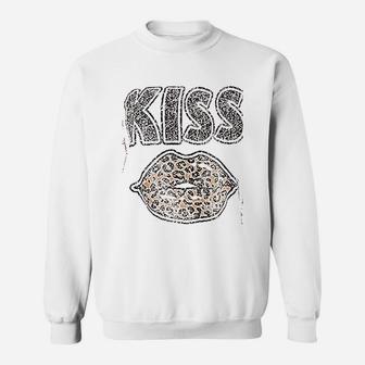 Women Leopard Kiss Lips Sweatshirt | Crazezy CA