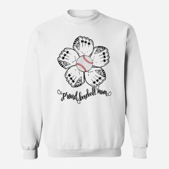 Women Proud Baseball Mom Flower Baseball Design Sweatshirt | Crazezy