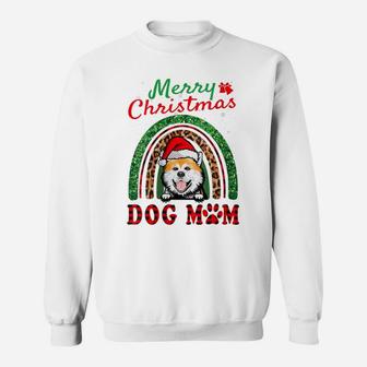 Womens Akita Inu Santa Dog Mom Boho Rainbow Funny Christmas Sweatshirt | Crazezy UK